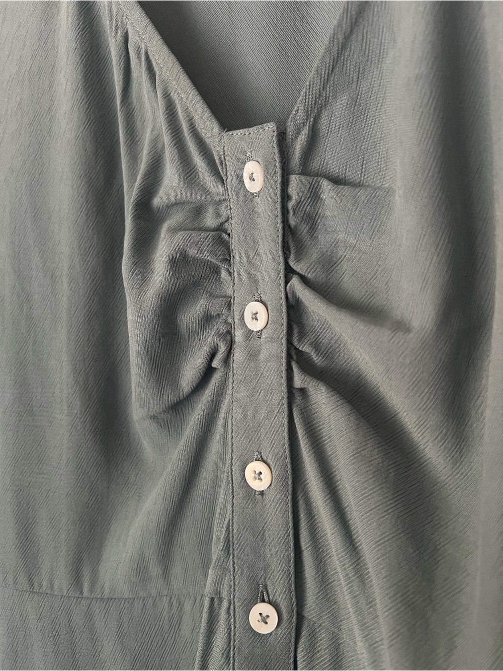 Madewell Leedra Sage Green Button Front Midi Dress Puff Sleeve Tie Waist Size 4 - Picture 5 of 12